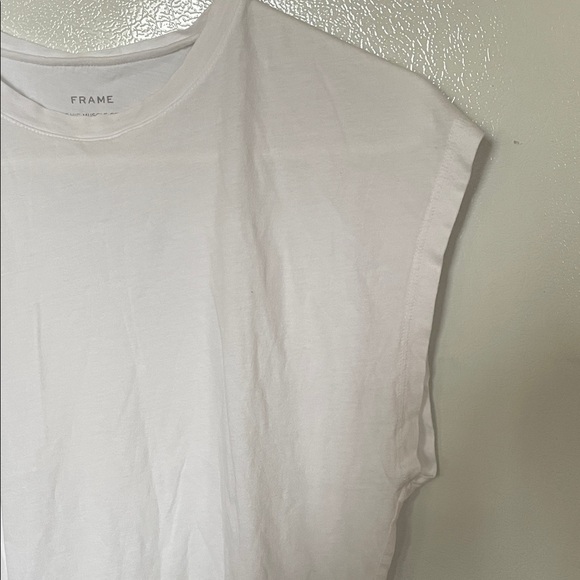 Frame Denim X Small Cotton Le‎ Mid Muscle Crew White Tee - Picture 3 of 6